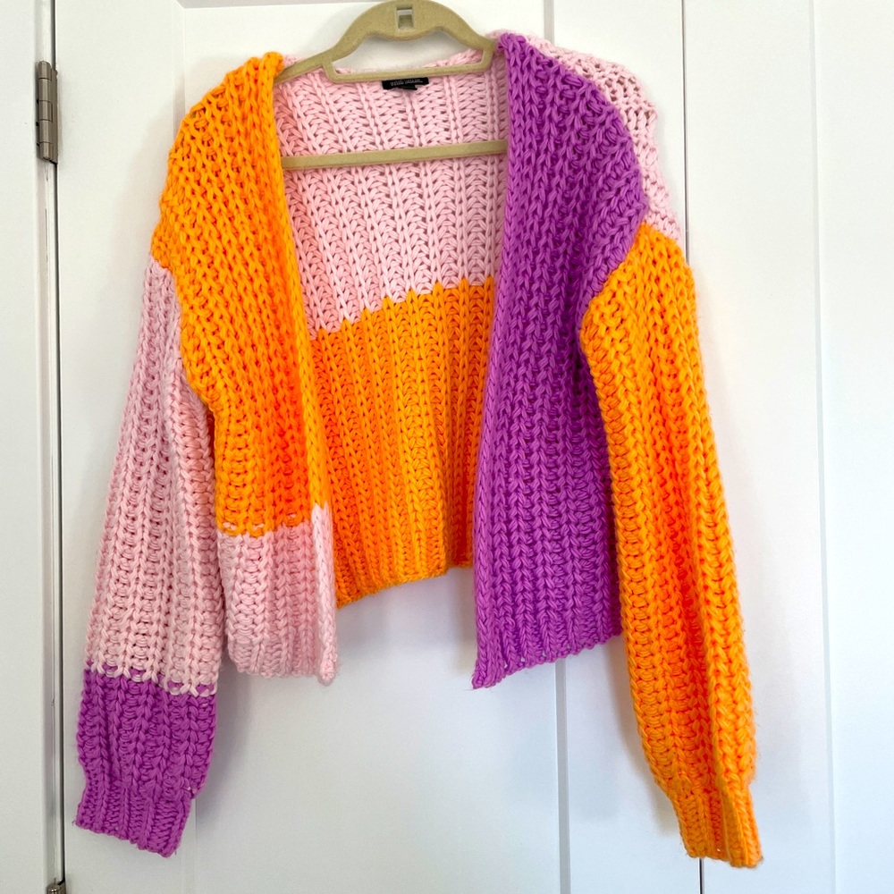 Wild Fable color block knit cardigan size S